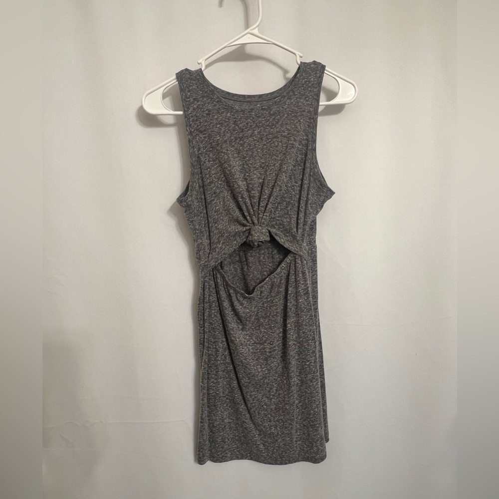 Gray Sleeveless Knot-Front Dress